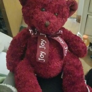 Plush Red Teddy Bear with Joy Ribbon